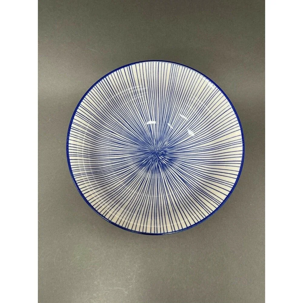 Eyeful Home Serving Bowl Blue White Striped Dishwasher Microwave‎ Oven Safe